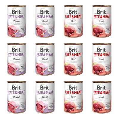 Karma dla psa BRIT Mix smaków Paté & Meat Jagnięcina, Wołowina 12 x 400 g