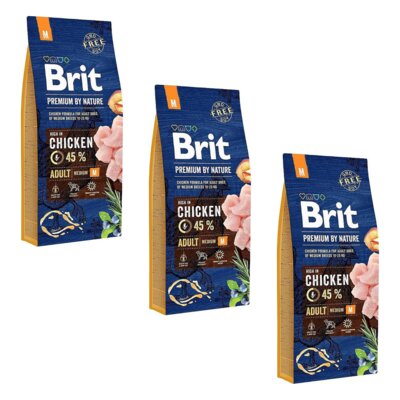 Karma dla psa BRIT Premium By Nature Kurczak 3 x 15 kg
