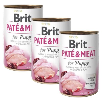 Karma dla psa BRIT Paté & Meat Puppy Kurczak z indykiem 3 x 400 g