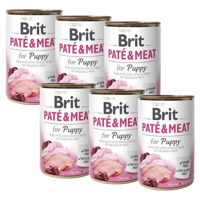 Karma dla psa BRIT Paté & Meat Puppy Kurczak z indykiem 6 x 400 g