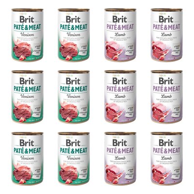 Karma dla psa BRIT Paté & Meat Mix smaków Dziczyzna, Jagnięcina 12 x 400 g