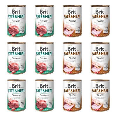 Karma dla psa BRIT Paté & Meat Mix smaków Dziczyzna, Królik 12 x 400 g