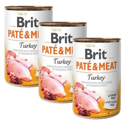 Karma dla psa BRIT Paté & Meat Indyk 3 x 400 g