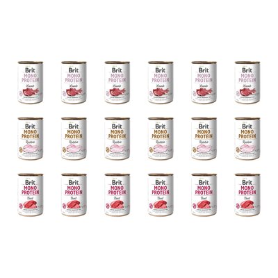 Karma dla psa BRIT Mix smaków Mono Protein Jagnięcina, Królik, Wołowina 18 x 400 g