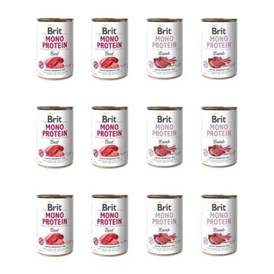 Karma dla psa BRIT Mix smaków Mono Protein Wołowina, Jagnięcina 12 x 400 g