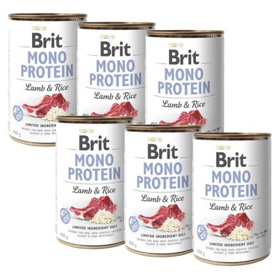 Karma dla psa BRIT Mono Protein Jagnięcina z ryżem 6 x 400 g
