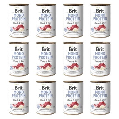 Karma dla psa BRIT Mono Protein Jagnięcina z ryżem 12 x 400 g