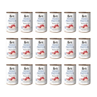Karma dla psa BRIT Mono Protein Jagnięcina z ryżem 18 x 400 g