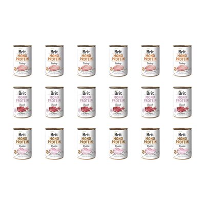 Karma dla psa BRIT Mix smaków Mono Protein Indyk, Jagnięcina, Królik 18 x 400 g