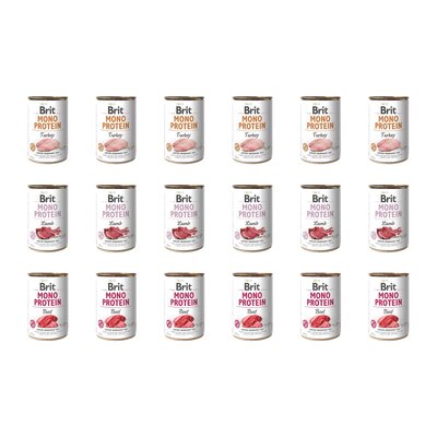 Karma dla psa BRIT Mix smaków Mono Protein Indyk, Jagnięcina, Wołowina 18 x 400 g