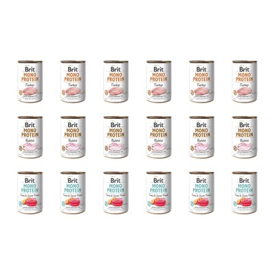 Karma dla psa BRIT Mix smaków Mono Protein Indyk, Królik, Tuńczyk z ziemniakami 18 x 400 g
