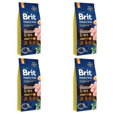 Karma dla psa BRIT Premium By Nature Junior Medium Kurczak 4 x 15 kg
