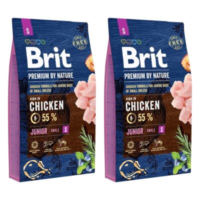 Karma dla psa BRIT Premium By Nature Junior Small Kurczak 2 x 8 kg