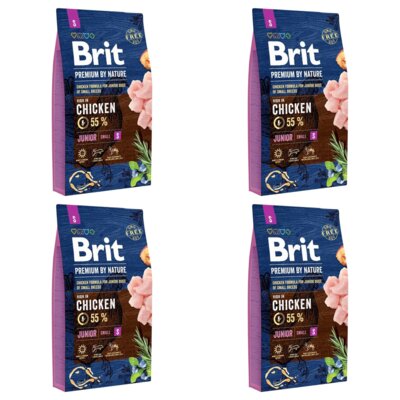 Karma dla psa BRIT Premium By Nature Junior Small Kurczak 4 x 8 kg
