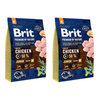 Karma dla psa BRIT Premium By Nature Junior Kurczak 2 x 3 kg