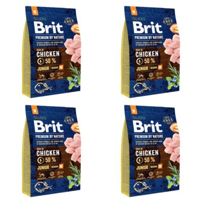 Karma dla psa BRIT Premium By Nature Junior Kurczak 4 x 3 kg