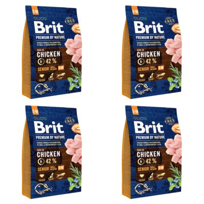 Karma dla psa BRIT Premium By Nature Senior Kurczak 4 x 3 kg
