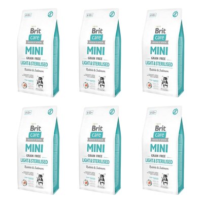Karma dla psa BRIT Care Mini Light & Sterilised Królik z łososiem 6 x 2 kg