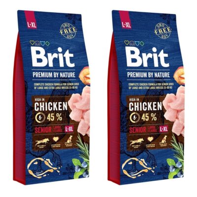 Karma dla psa BRIT Premium By Nature Senior Kurczak 2 x 15 kg