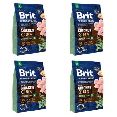 Karma dla psa BRIT Premium By Nature Junior Extra Large Kurczak 4 x 3 kg