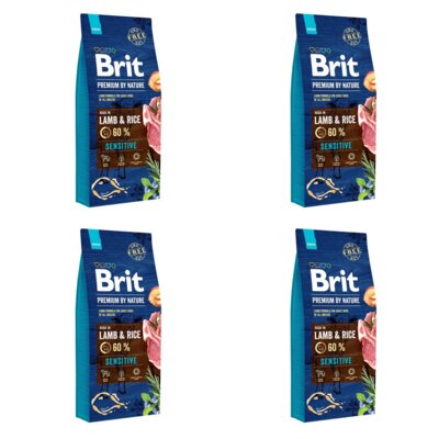 Karma dla psa BRIT Premium By Nature Jagnięcina z ryżem 4 x 15 kg