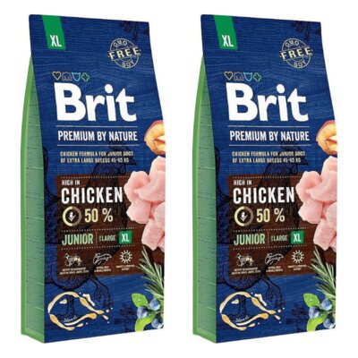 Karma dla psa BRIT Premium By Nature Junior Extra Large Kurczak 2 x 15 kg