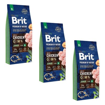 Karma dla psa BRIT Premium By Nature Junior Extra Large Kurczak 3 x 15 kg
