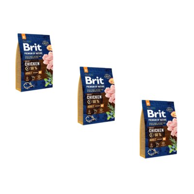 Karma dla psa BRIT Premium By Nature Medium Kurczak 3 x 3 kg