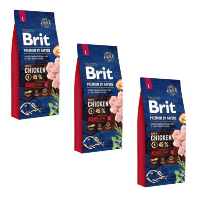 Karma dla psa BRIT Premium By Nature Kurczak 3 x 15 kg