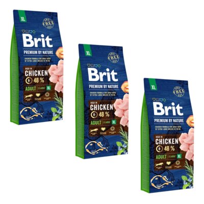 Karma dla psa BRIT Premium By Nature Extra Large Kurczak 3 x 15 kg