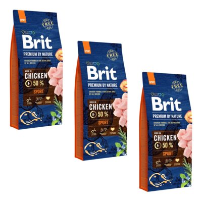 Karma dla psa BRIT Premium By Nature Sport Kurczak 3 x 15 kg