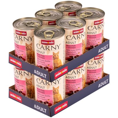 Karma dla kota ANIMONDA Carny Wołowina z indykiem i krewetkami 12 x 400 g