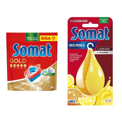 Tabletki do zmywarek SOMAT Gold - 70 szt. + Odświeżacz do zmywarek SOMAT Somat Deo Lemon
