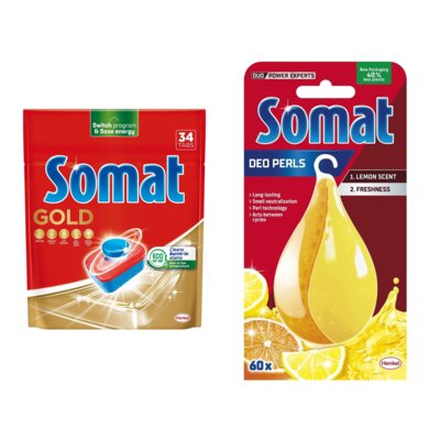 Tabletki do zmywarek SOMAT Gold - 34 szt. + Odświeżacz do zmywarek SOMAT Somat Deo Lemon