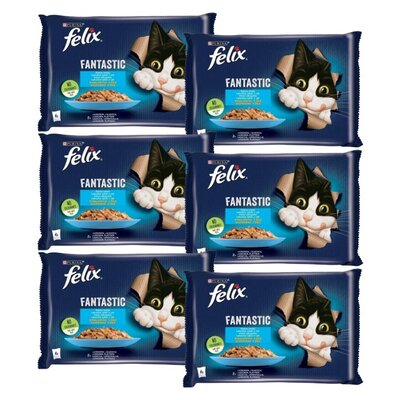 Karma dla kota FELIX Fantastic Łosoś i Gładzica (24 x 85 g)