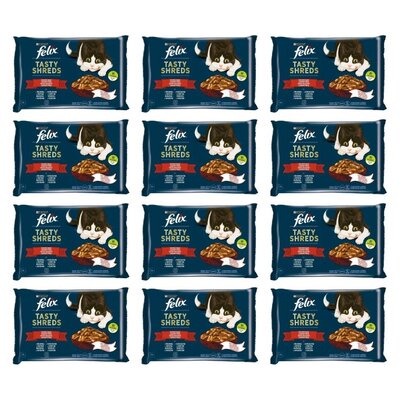 Karma dla kota FELIX Tasty Shreds Wołowina i Kurczak (48 x 80 gr)