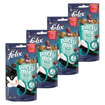 Karma dla kota FELIX Party Mix Łosoś z mintajem i pstrągiem 4 x 60 g