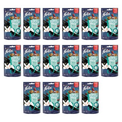 Przysmak dla kota FELIX Party Mix Ocean Łosoś z mintajem i pstrągiem 16 x 60 g