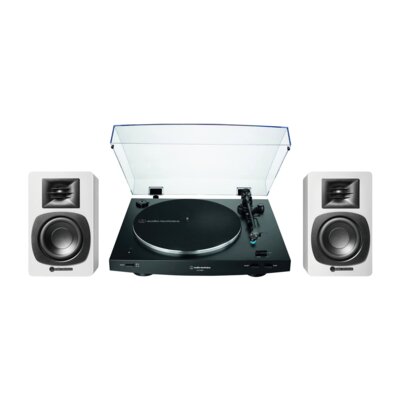 Zestaw Stereo Gramofon Audio-Technica A-T LP3X + Aktywne Kolumny Podstawkowe Audio-Technica A-T SP3 X CZ+BIAŁY