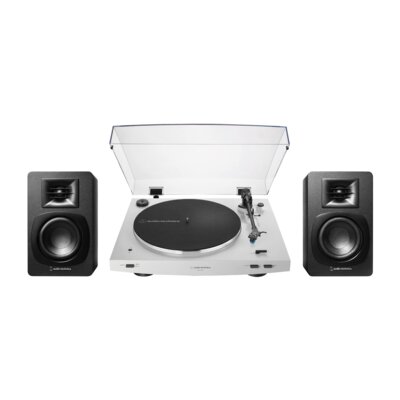Zestaw Stereo Gramofon Audio-Technica A-T LP3X + Aktywne Kolumny Podstawkowe Audio-Technica A-T SP3 X BIAŁY+CZ