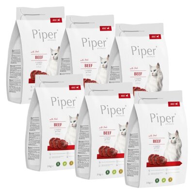 Karma dla kota PIPER Animals z wołowiną 6 x 3 kg