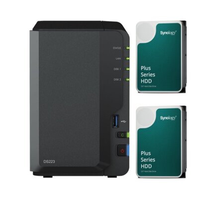 Serwer plików SYNOLOGY DS223 2GB RAM + Dysk SYNOLOGY HAT3300 6TB HDD (2 szt.)