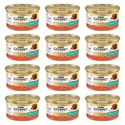 Karma dla kota GOURMET Gold Savoury Cake Wołowina z Pomidorami 12 x 85 g