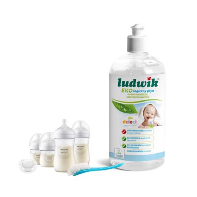 Zestaw butelek PHILIPS Avent Natural SCD838/11 + Płyn do mycia butelek i smoczków LUDWIK CG1010102ZEKL0121 475 ml