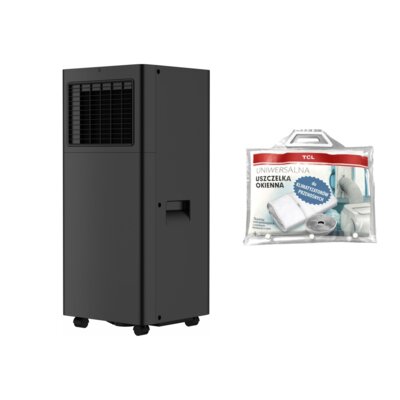 Klimatyzator przenośny LIN TAC-09CPB PSL Osuszanie Wentylacja Biały Tryb nocny Czarny + Uszczelka okienna TCL do klimatyzatora 4 m