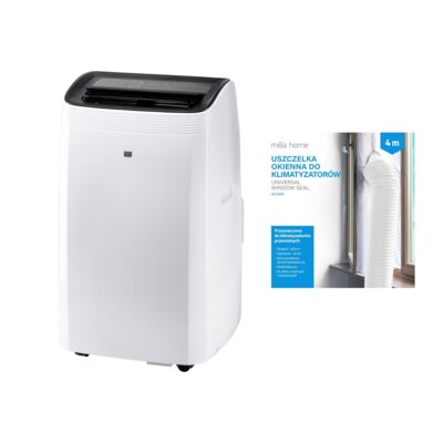 Klimatyzator przenośny TCL TAC-16CPB NZW 3 prędkości nawiewu Funkcja Sleep Osuszanie Timer Wentylator Wi-Fi Biały + Uszczelka okienna MILLA HOME do klimatyzatorów przenośnych ACA101