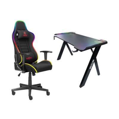 Biurko gamingowe MAD DOG GD140L + Fotel MAD DOG GCH800 RGB Czarny