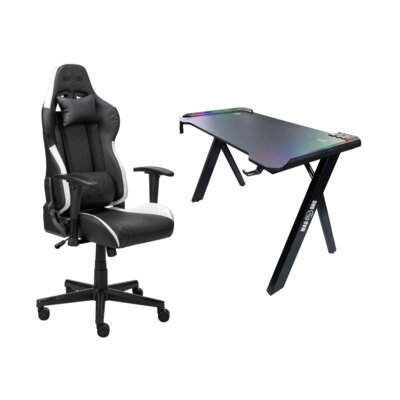 Biurko gamingowe MAD DOG GD120L + Fotel MAD DOG GCH701W Czarno-biały