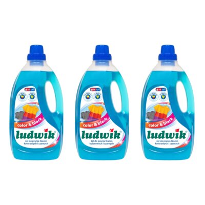 Żel do prania LUDWIK Color & Black 3 x 1500 ml do kolorowych i czarnych tkanin