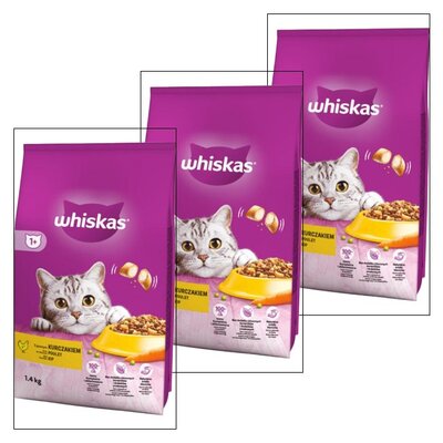 Karma dla kota WHISKAS Kurczak 3 x 1.4 kg